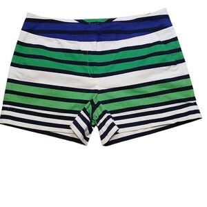 New York & Company Green and Navy Striped Shorts NWOT